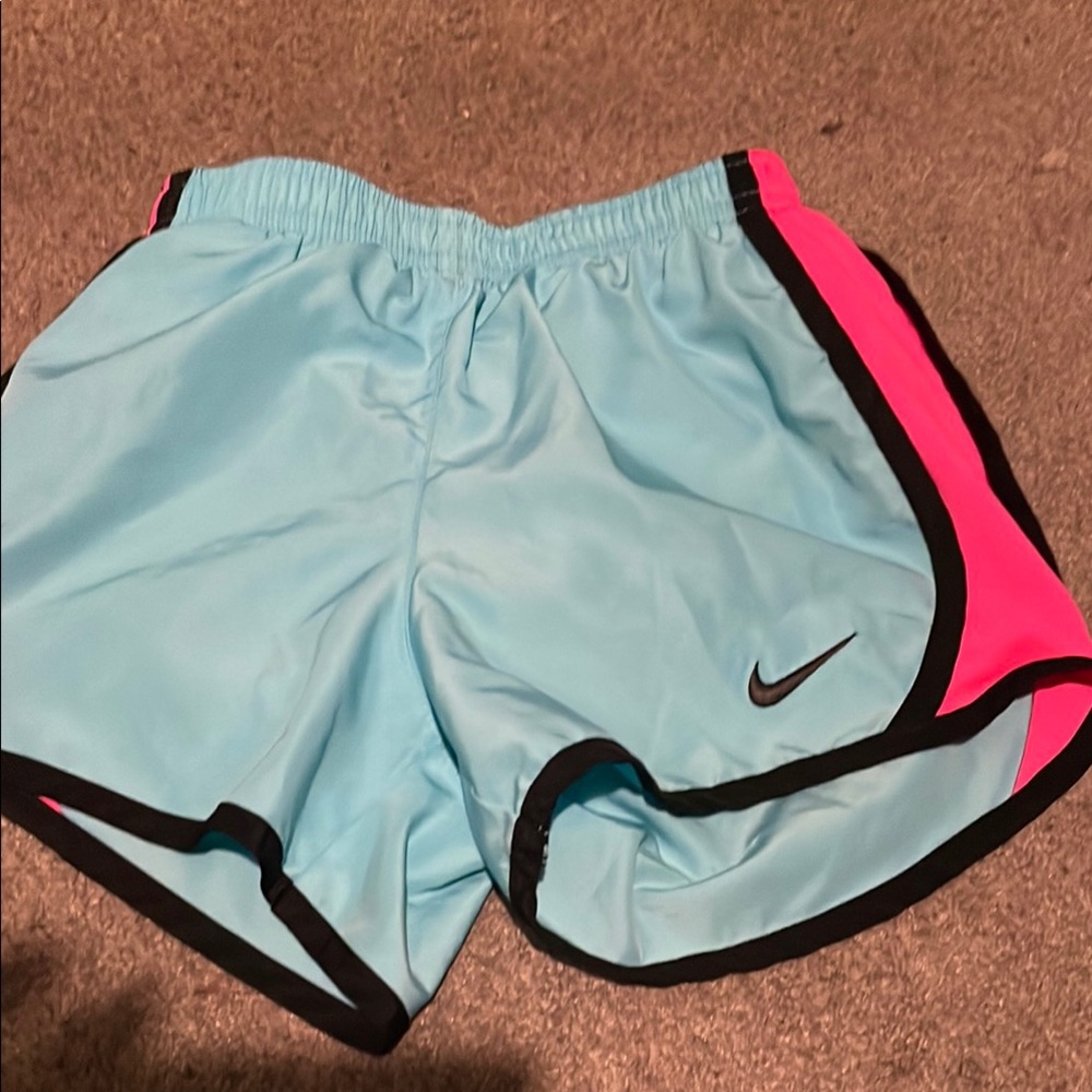 Nike Women's Blue and Pink Athletic Shorts